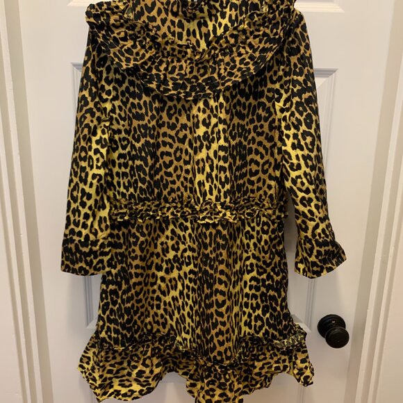 Women's Ganni Leopard Animal Print Cotton Mini Dress Size 40 L - Picture 4 of 6